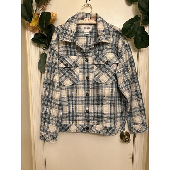 Boston Traders Shacket Plaid Green Womens Button M Outdoor Casual Comfort - Picture 8 of 16